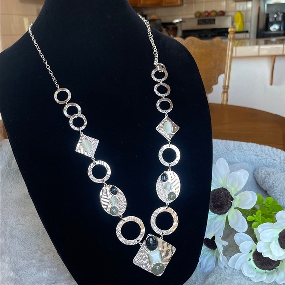 Chic Silver and Black Necklace - Picture 1 of 5